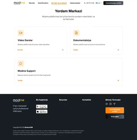 Modme — Aloqa