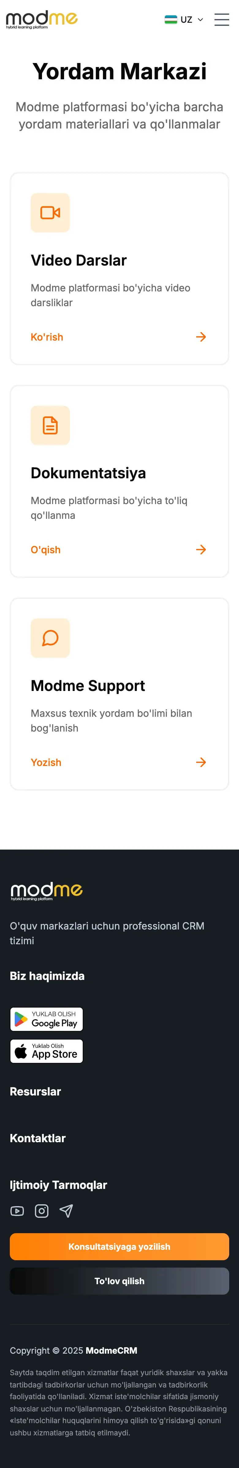Modme — Aloqa