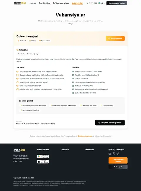 Modme — Vakansiyalar