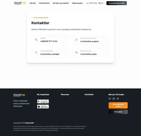 Modme — Aloqa