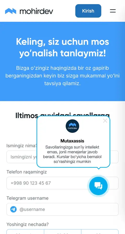 Mohirdev — Onboarding