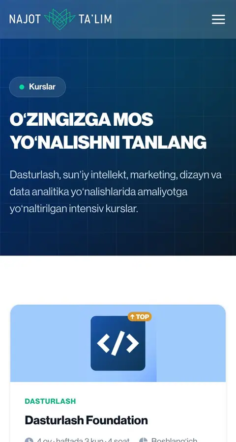 Najot Ta'lim — Katalog