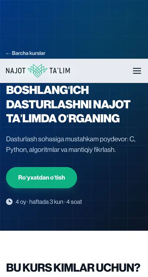 Najot Ta'lim — Landing sahifa