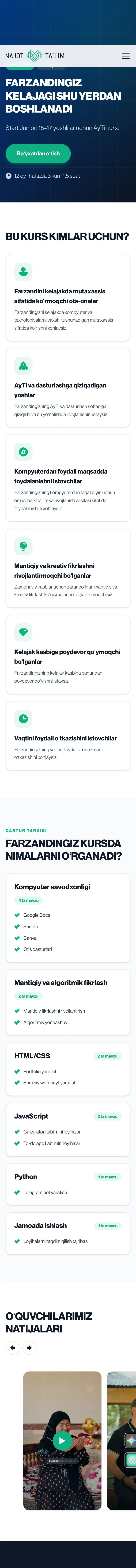 Najot Ta'lim — Landing page