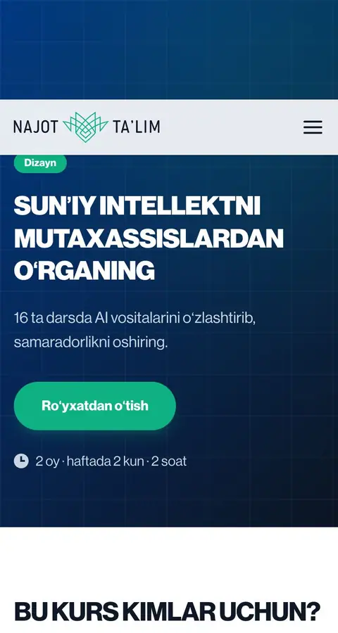 Najot Ta'lim — Landing sahifa