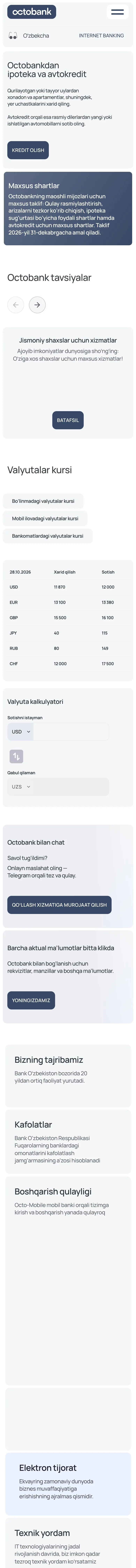 Octobank — Landing sahifa
