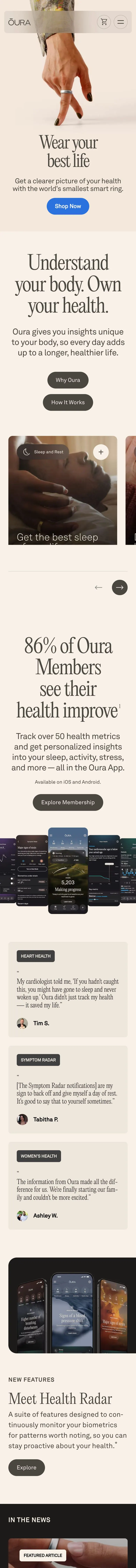 Oura — Landing page