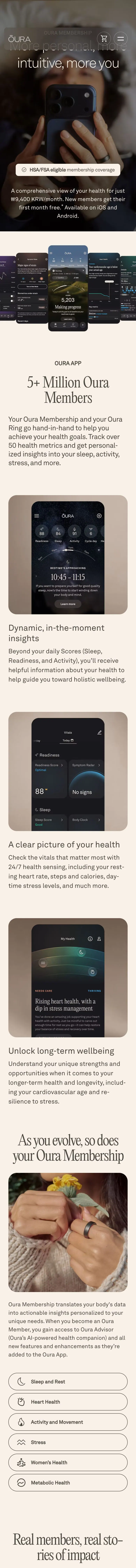 Oura — Landing page