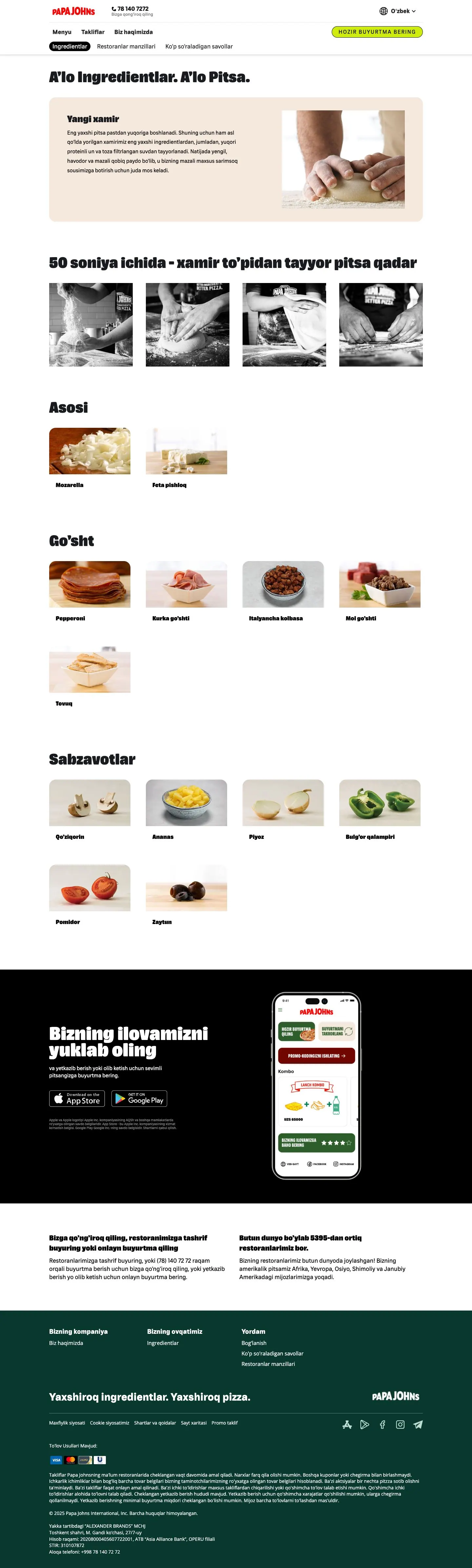 papajohns.uz — Biz haqimizda