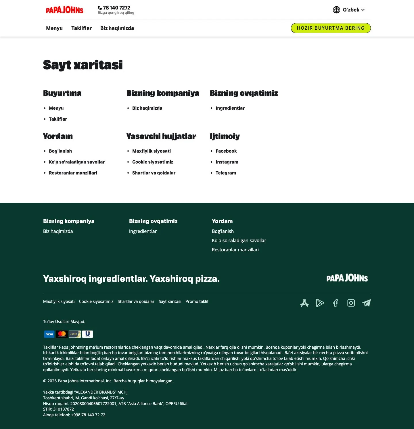 papajohns.uz — Product