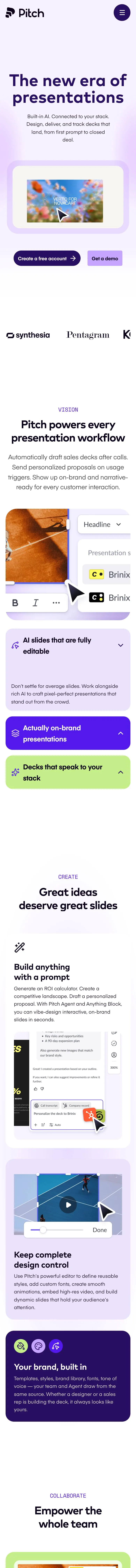 Pitch — Mahsulot