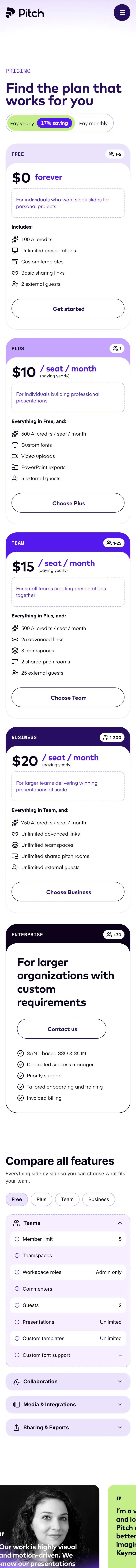 Pitch — Pricing