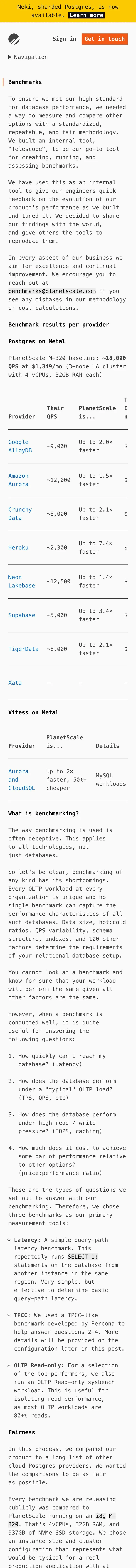 planetscale.com — Narxlar
