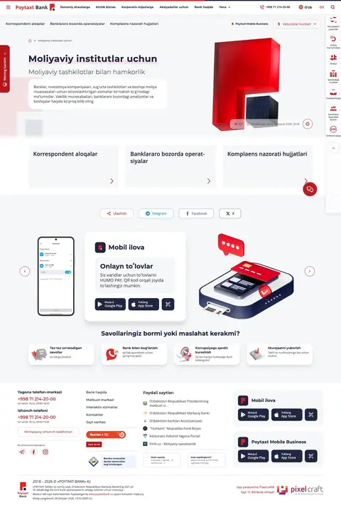 Poytaxt Bank — Landing sahifa