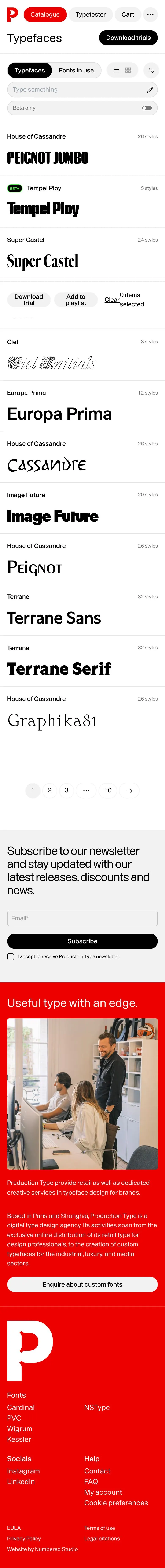 Production Type — Catalog