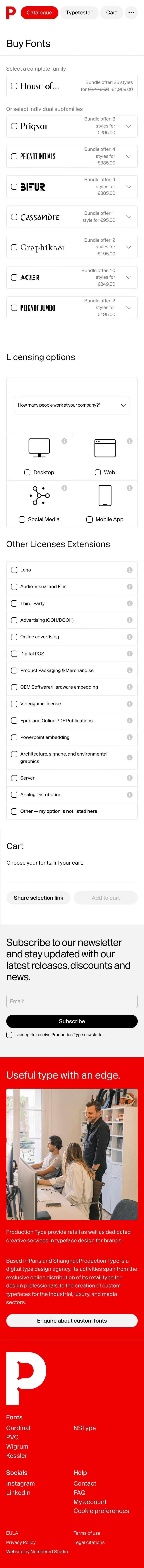 Production Type — Narxlar