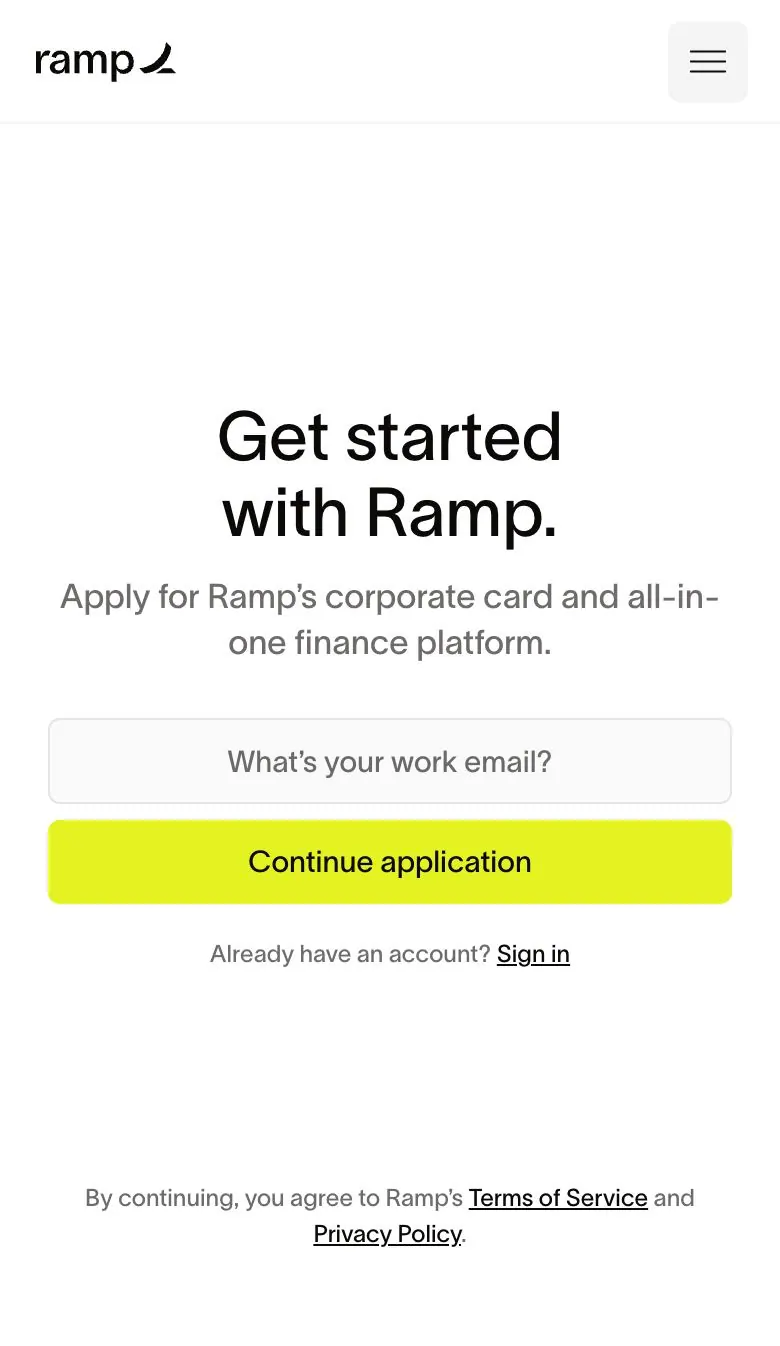 Ramp — Sign up