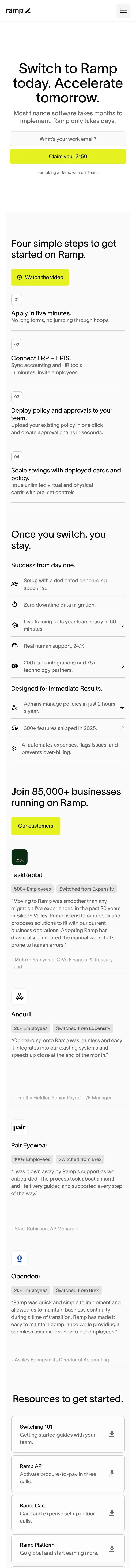 Ramp — Landing sahifa