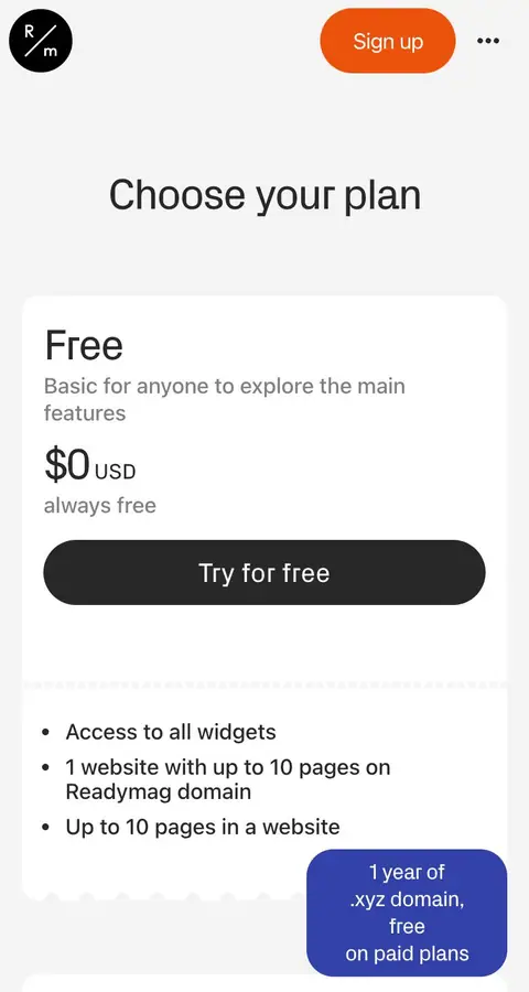 readymag.com — Narxlar