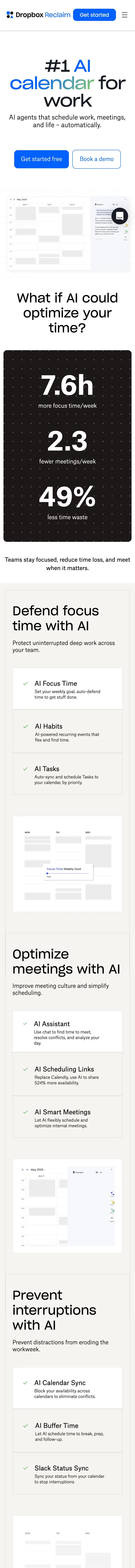 Reclaim — Landing page