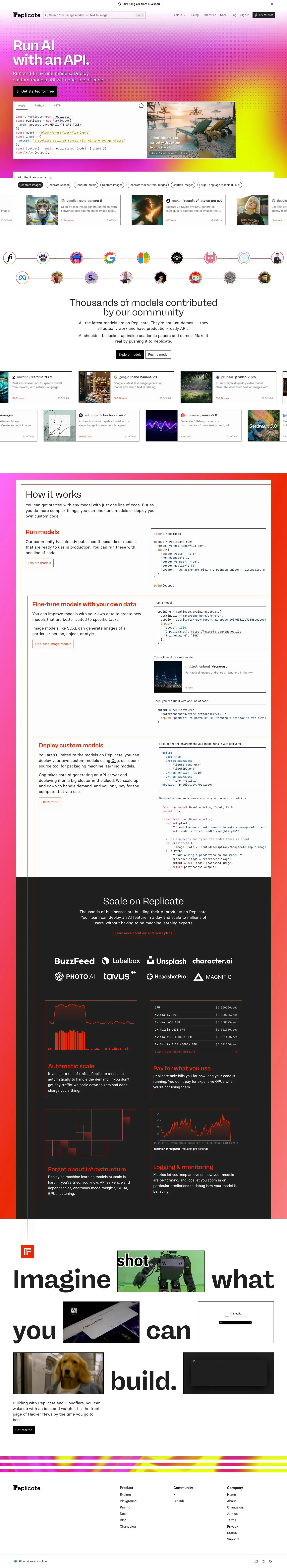 Replicate — Landing sahifa
