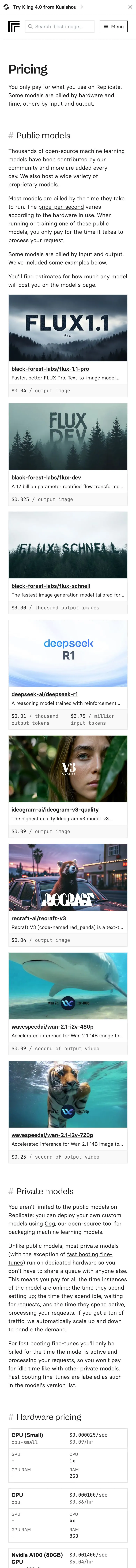 Replicate — Narxlar