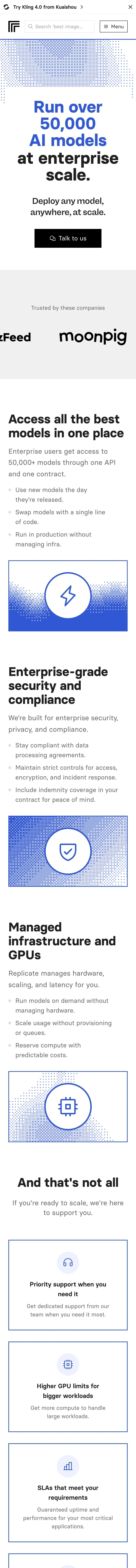 Replicate — Landing sahifa