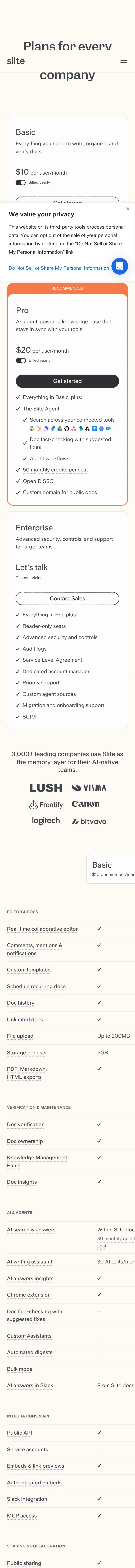 Slite — Pricing