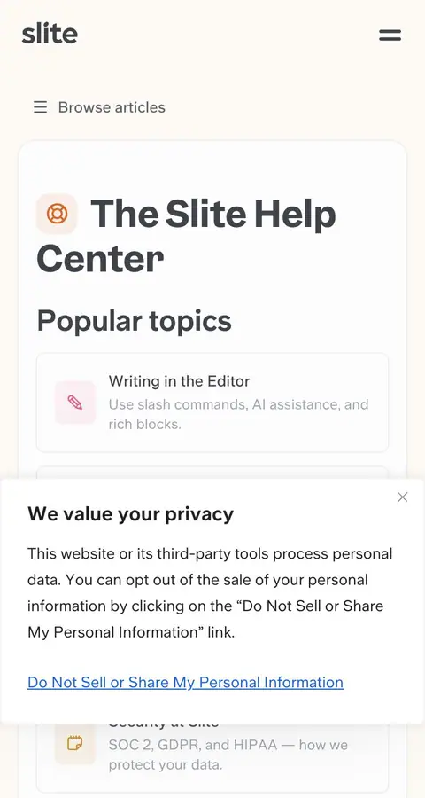 Slite — Yordam va FAQ