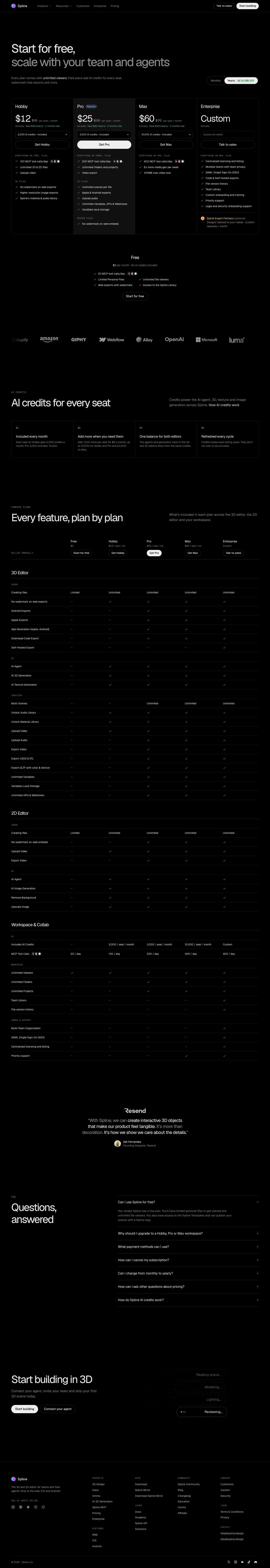 Spline — Pricing