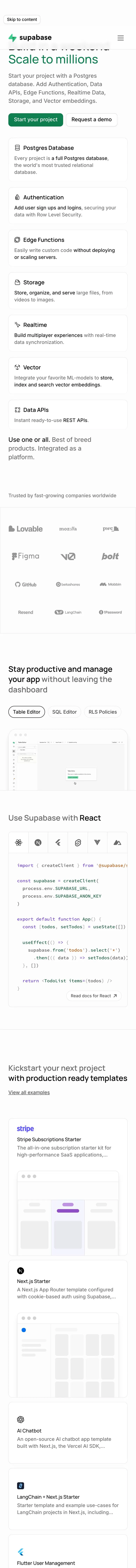 supabase.com — Bosh sahifa