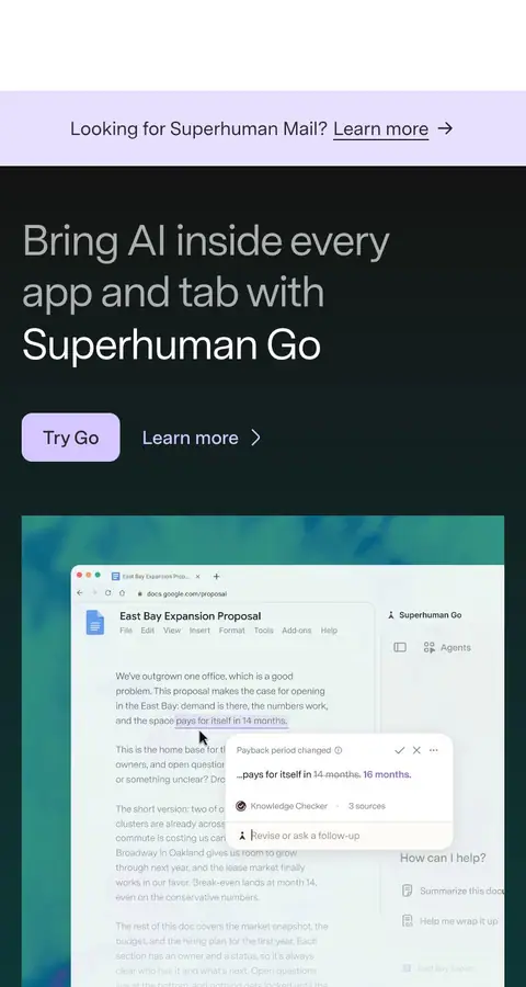 Superhuman — Bosh sahifa