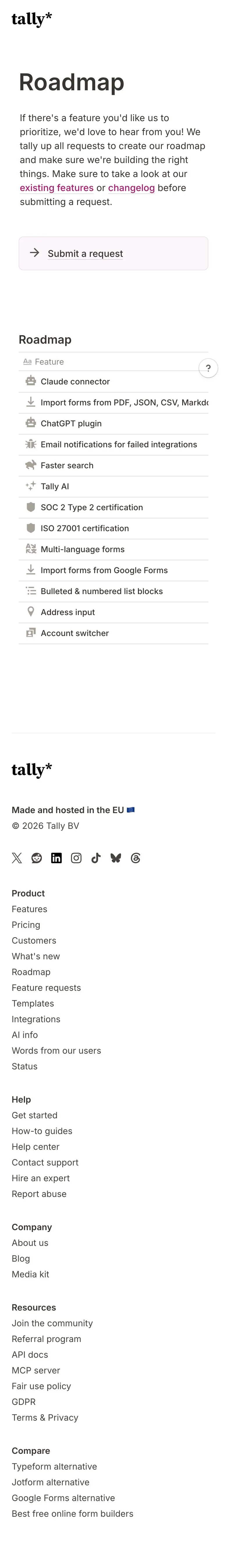 Tally — Mahsulot