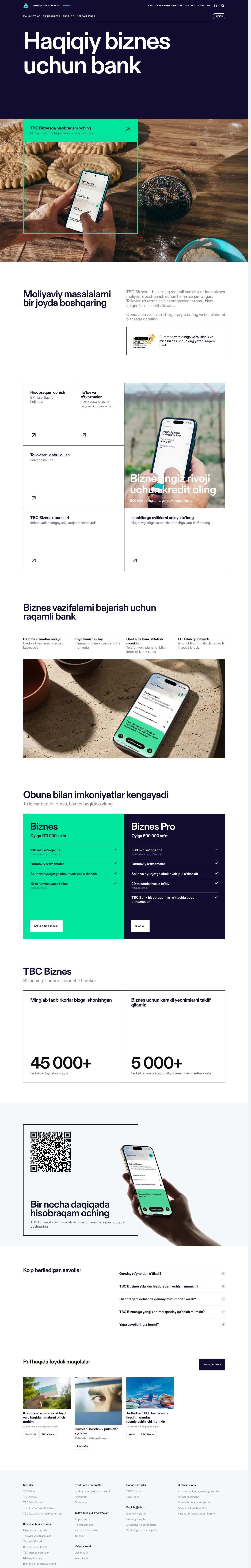 TBC Bank — Landing sahifa