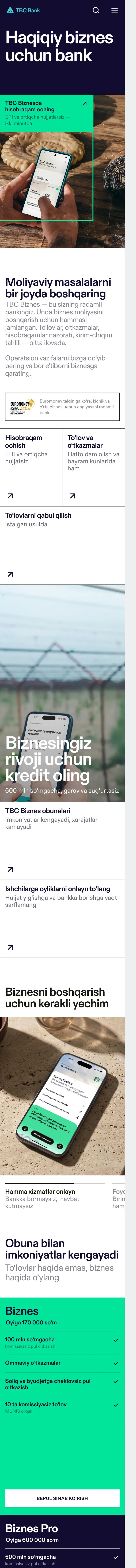 TBC Bank — Landing sahifa