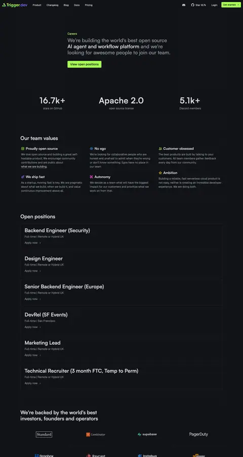 trigger.dev — Vakansiyalar