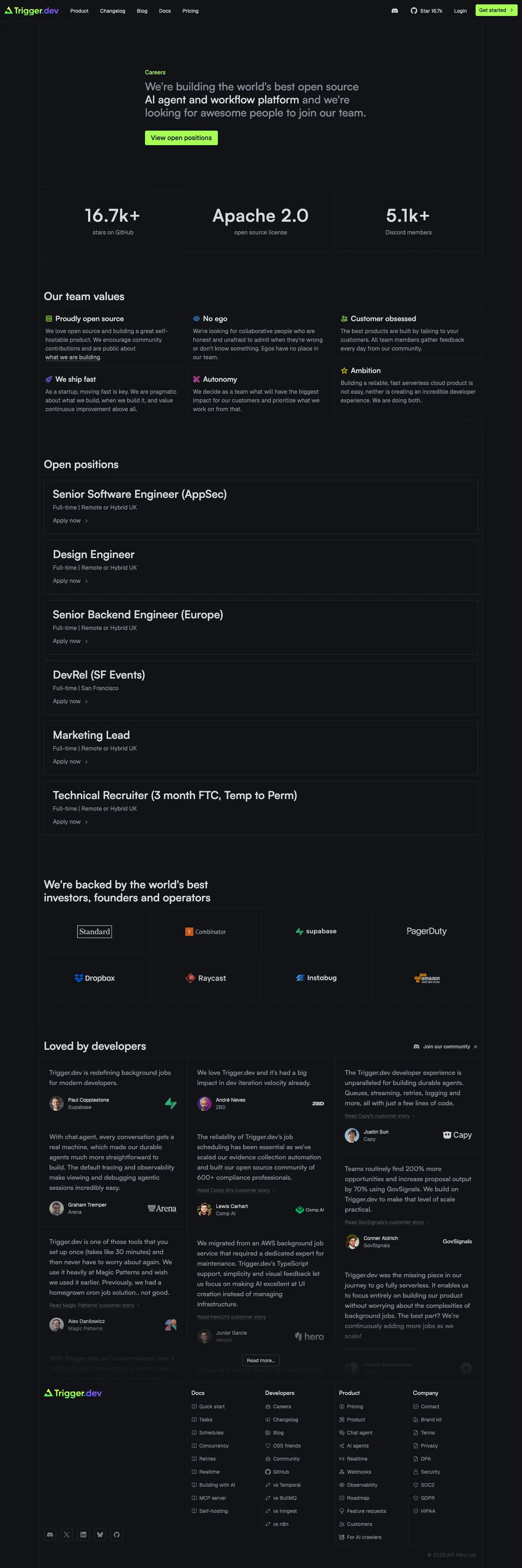trigger.dev — Vakansiyalar