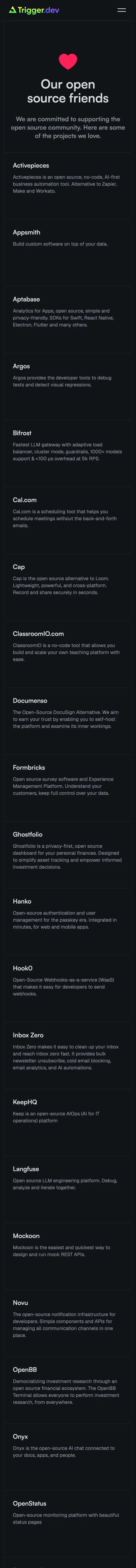trigger.dev — Boshqa