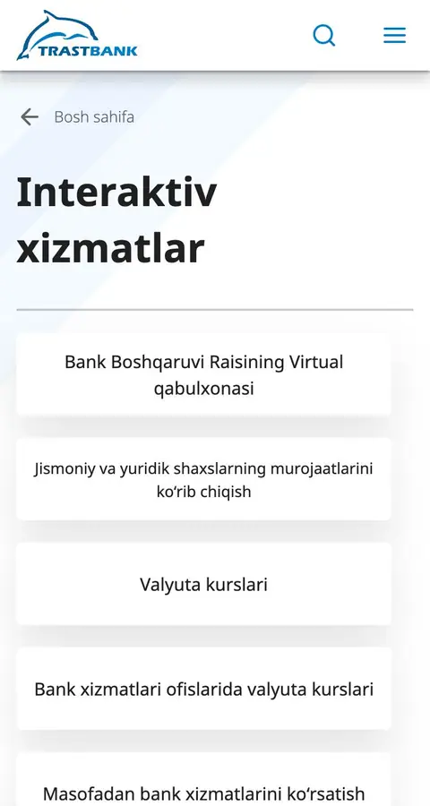 Trastbank — Menyu