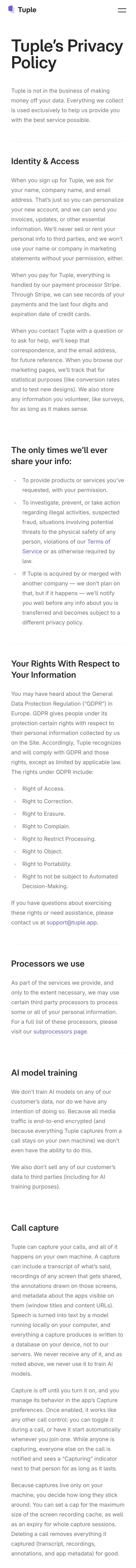 Tuple — Huquqiy