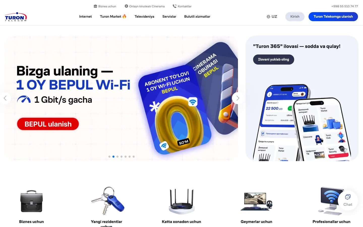 turontelecom.uz — Bosh sahifa