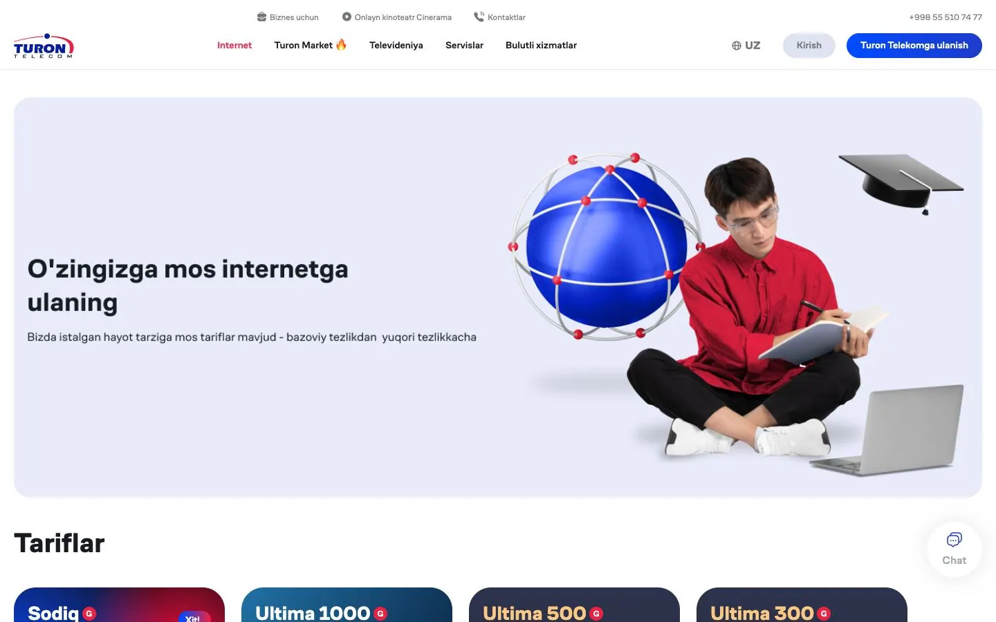 turontelecom.uz — Landing sahifa