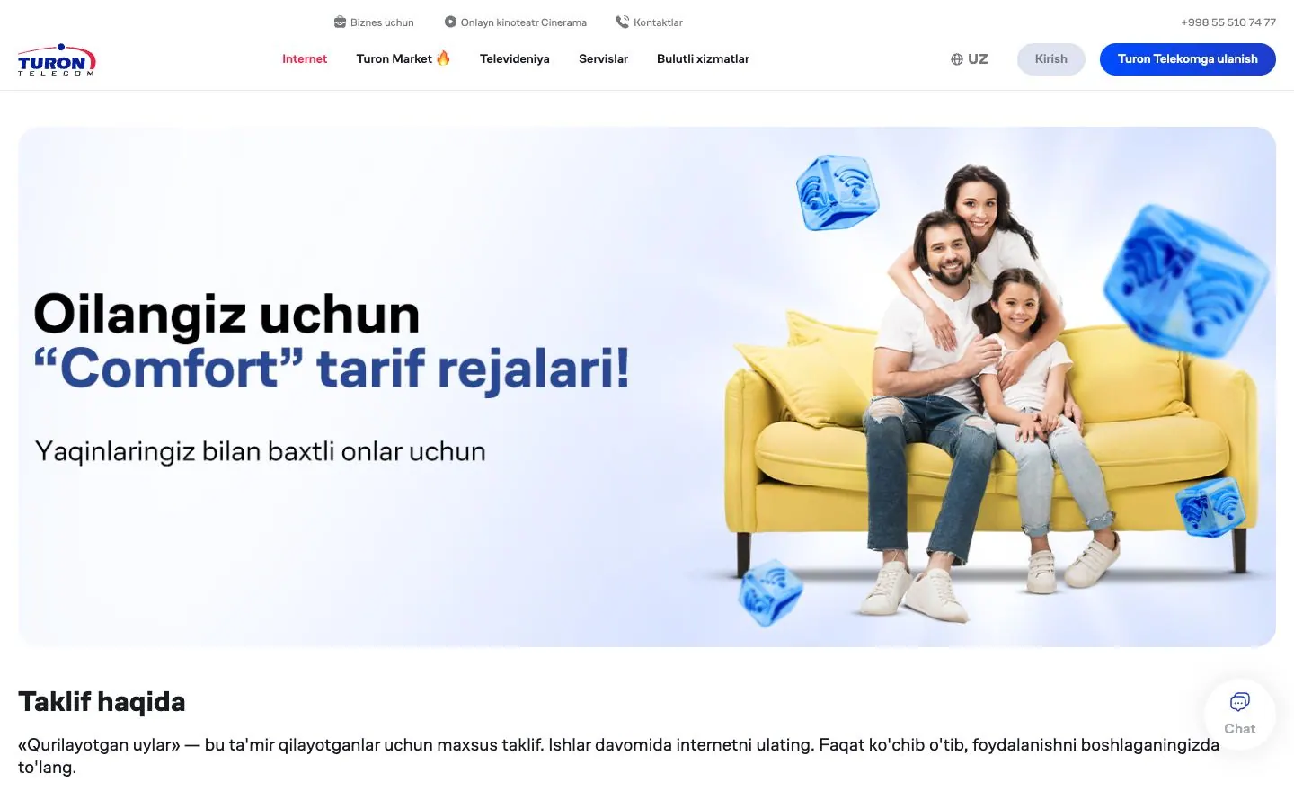 turontelecom.uz — Landing page
