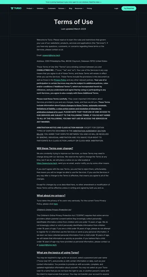 turso.tech — Huquqiy