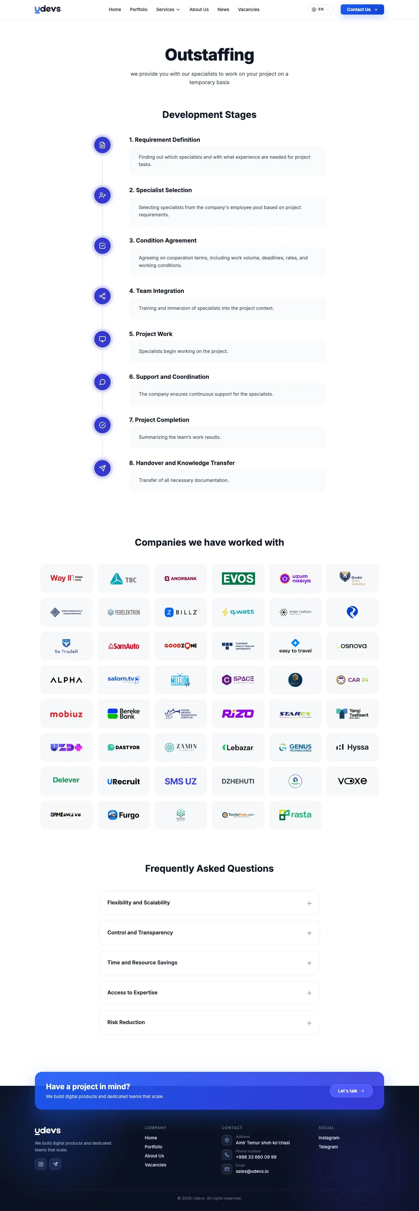 Udevs — Landing page