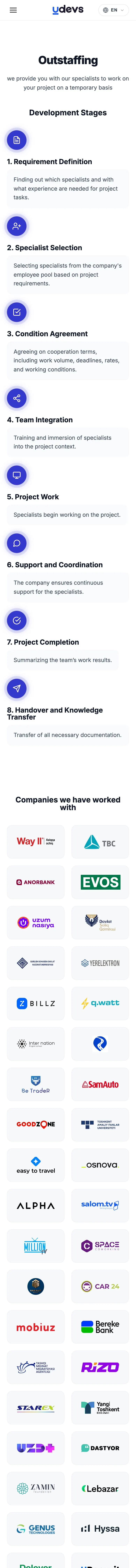 Udevs — Landing sahifa