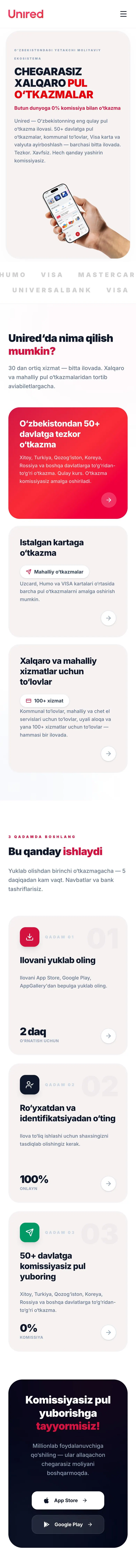 Unired — Landing sahifa