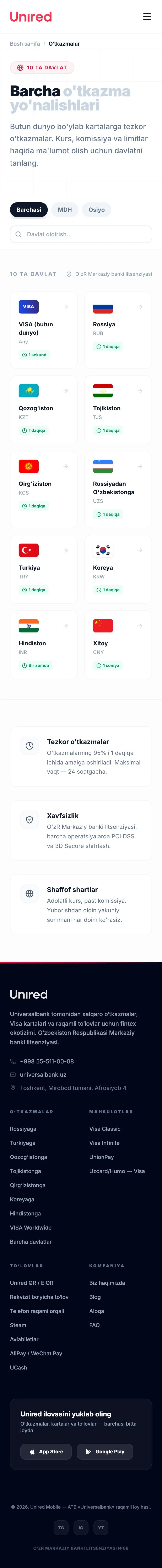 Unired — Katalog