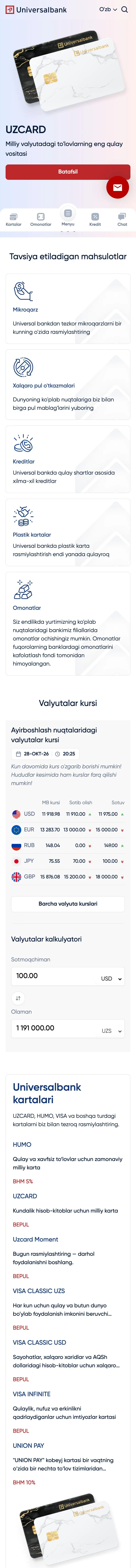 Universalbank — Bosh sahifa