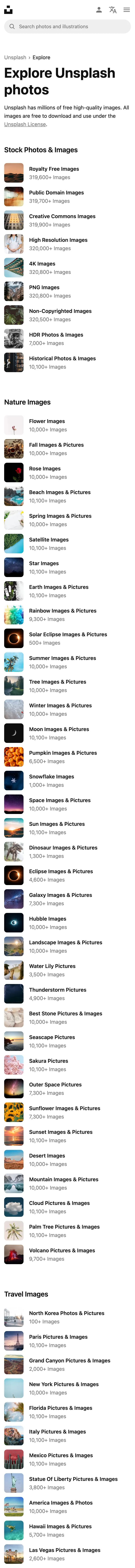 Unsplash — Catalog